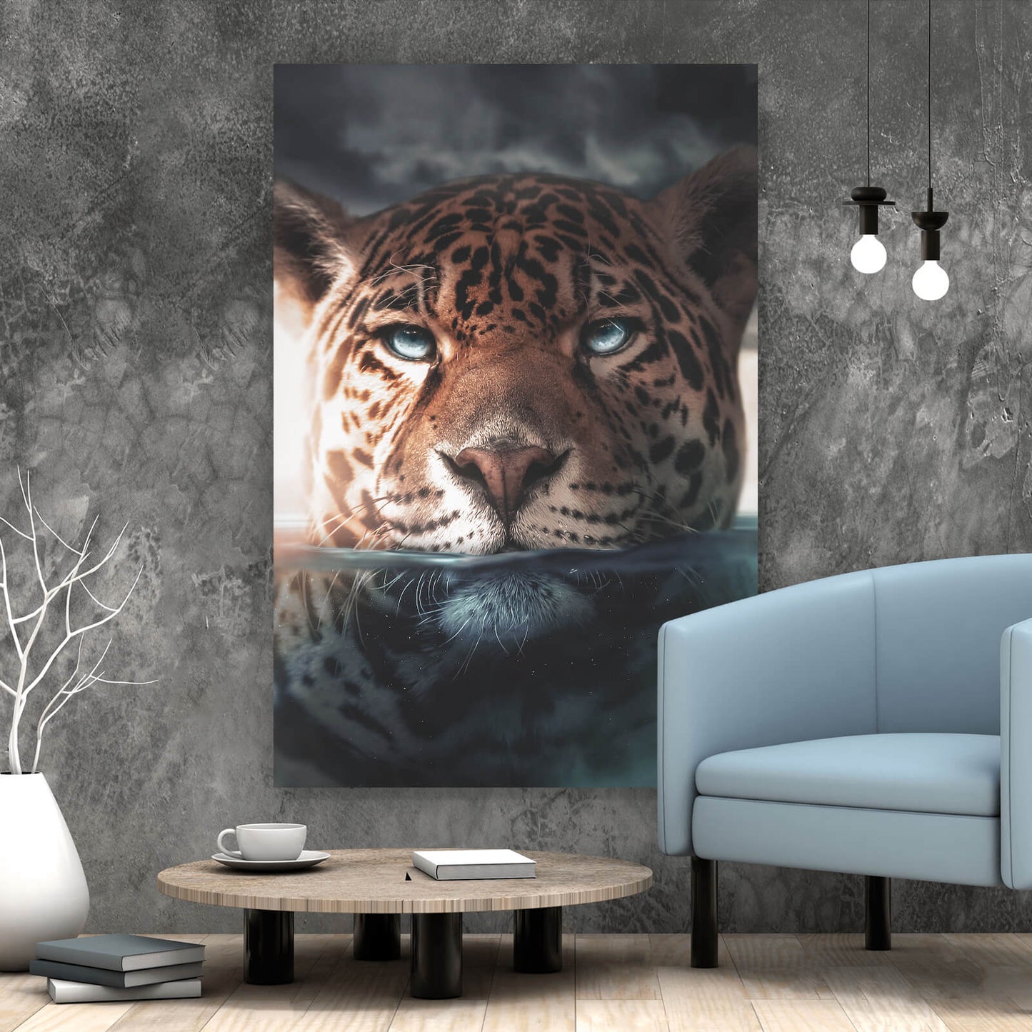 Leinwandbild Jaguar unter Wasser Hochformat