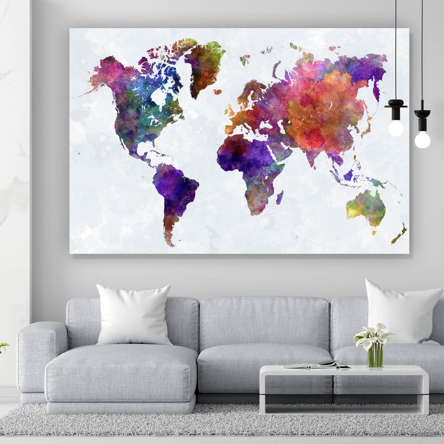 Leinwandbild Landkarte Aquarell Querformat