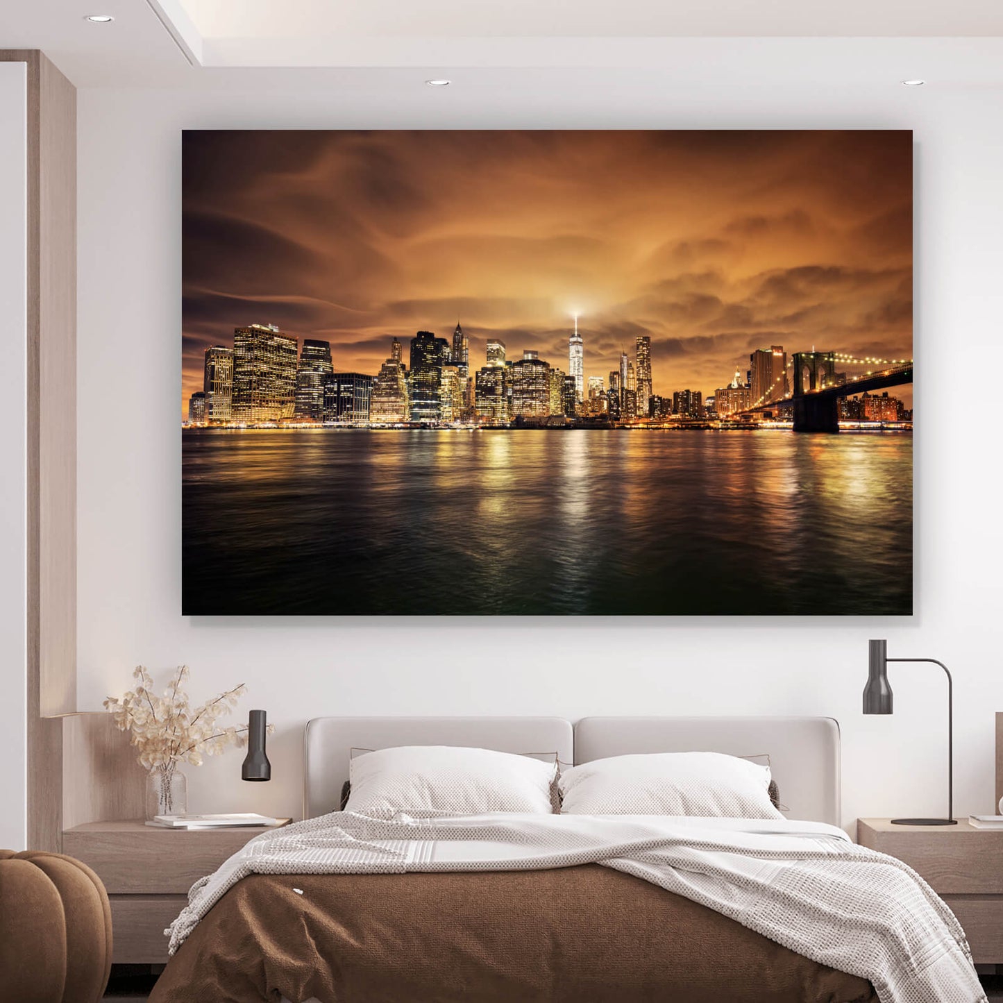 Leinwandbild Manhattan bei Sonnenuntergang Querformat