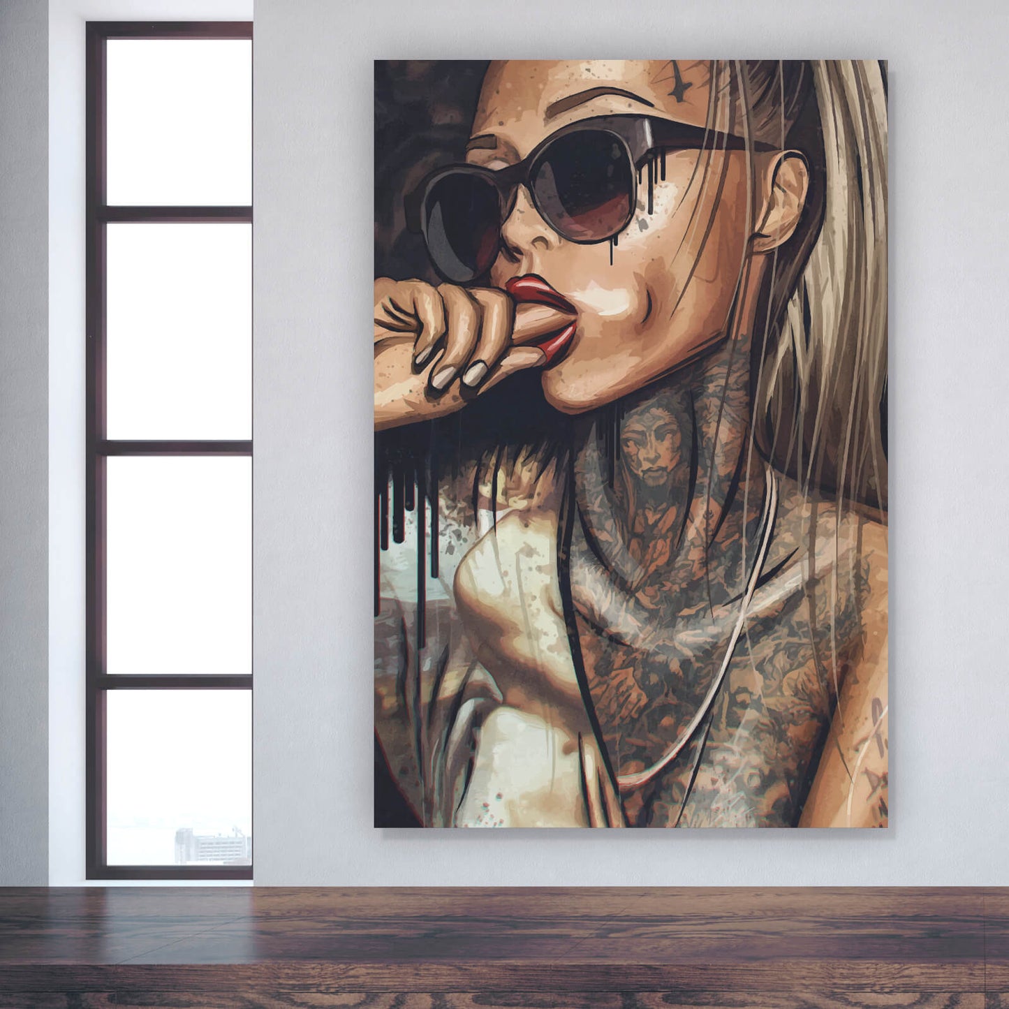 Leinwandbild Modern Art Tattoo Girl Hochformat