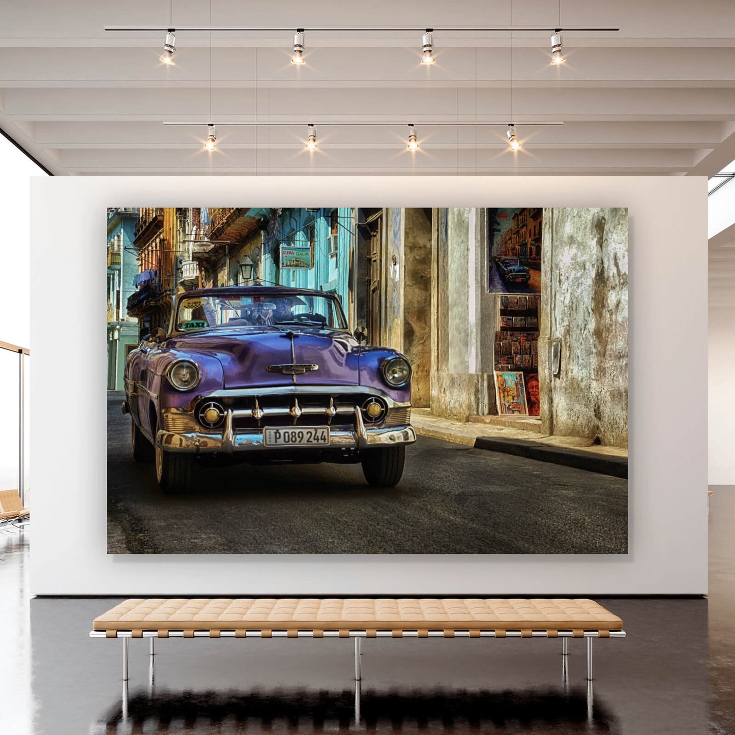 Leinwandbild Oldtimer in Kuba Querformat