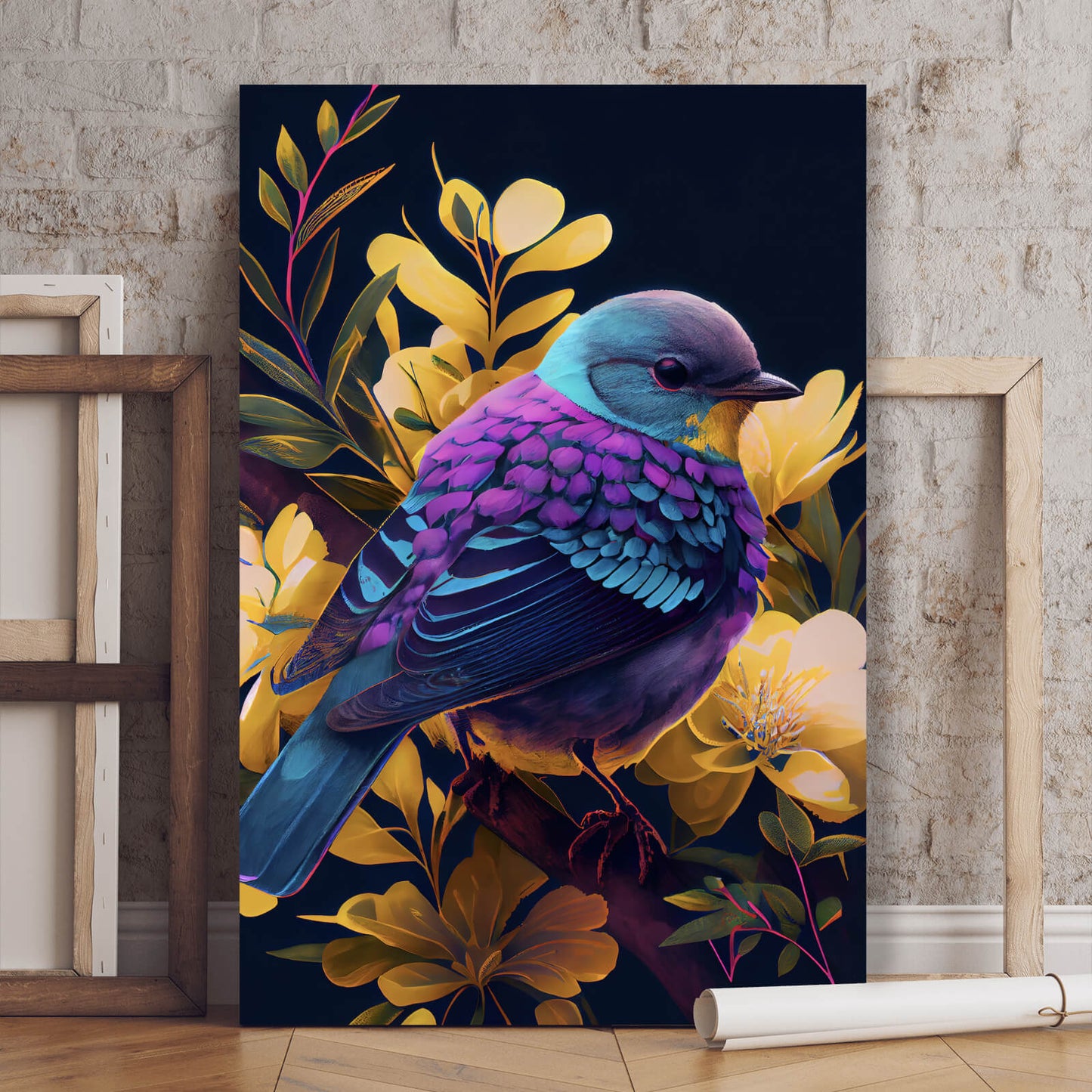 Leinwandbild Paradiesvogel Lila Hochformat