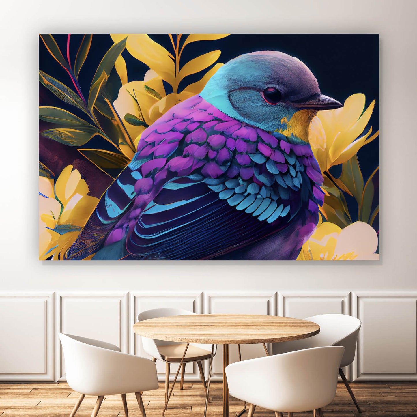 Leinwandbild Paradiesvogel Lila Querformat