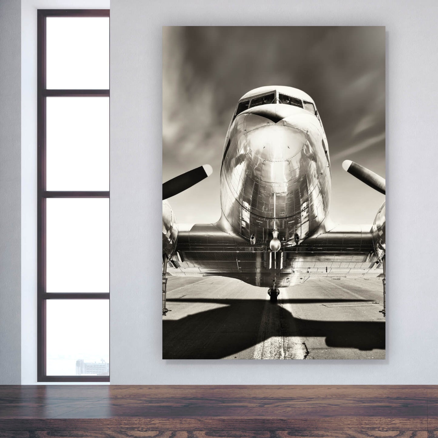 Leinwandbild Retro Flugzeug Hochformat