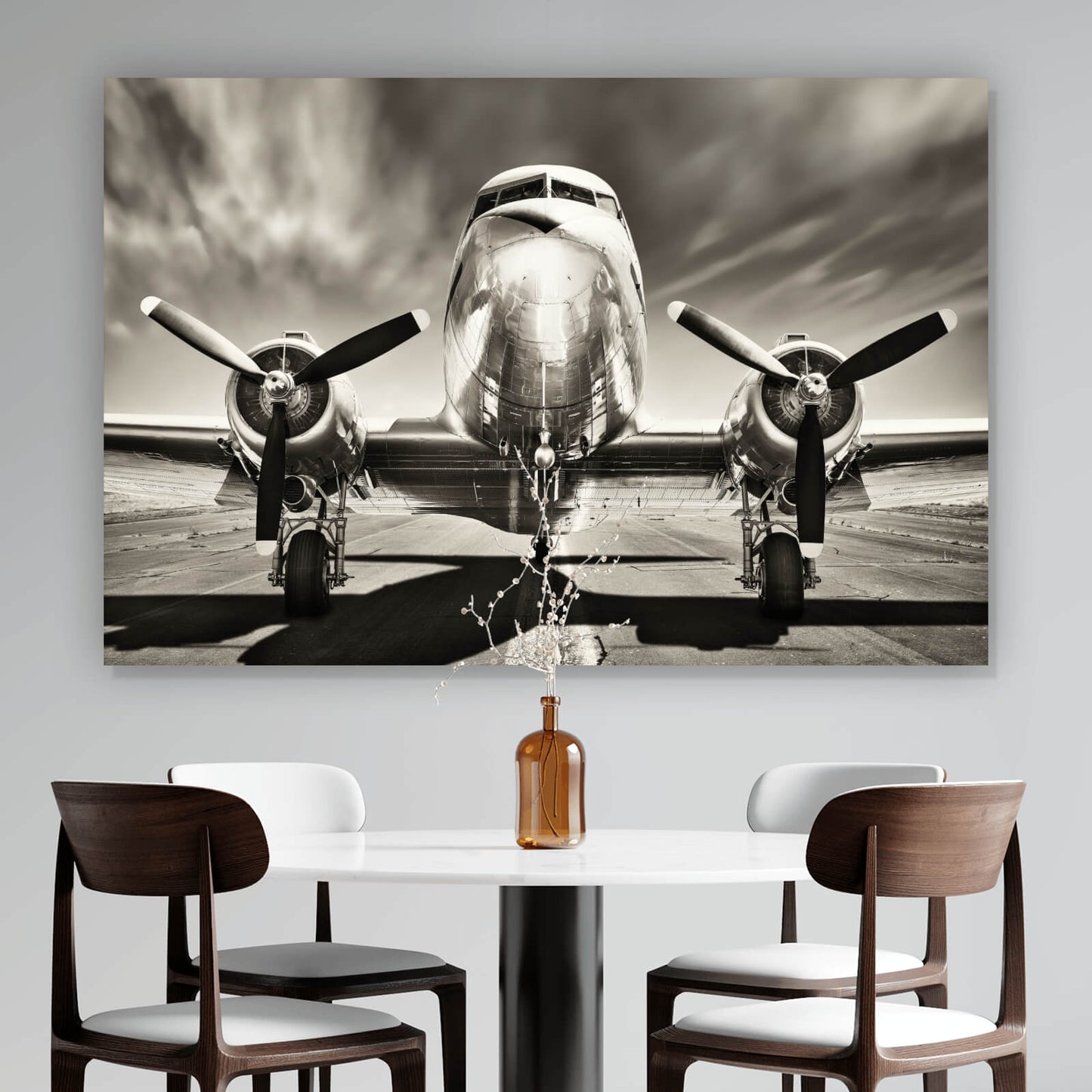 Leinwandbild Retro Flugzeug Querformat