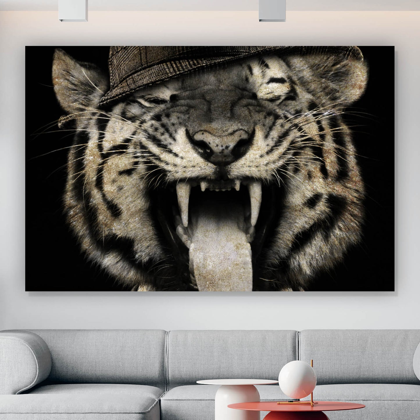 Leinwandbild Tiger im Anzug Querformat