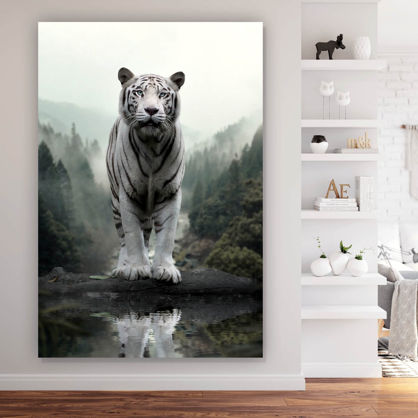 Leinwandbild Weißer Tiger Hochformat