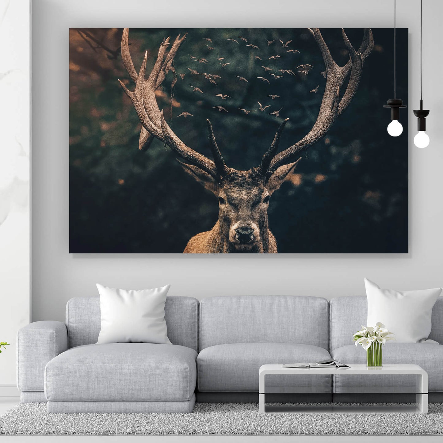 Leinwandbild zauberhafter Hirsch Querformat