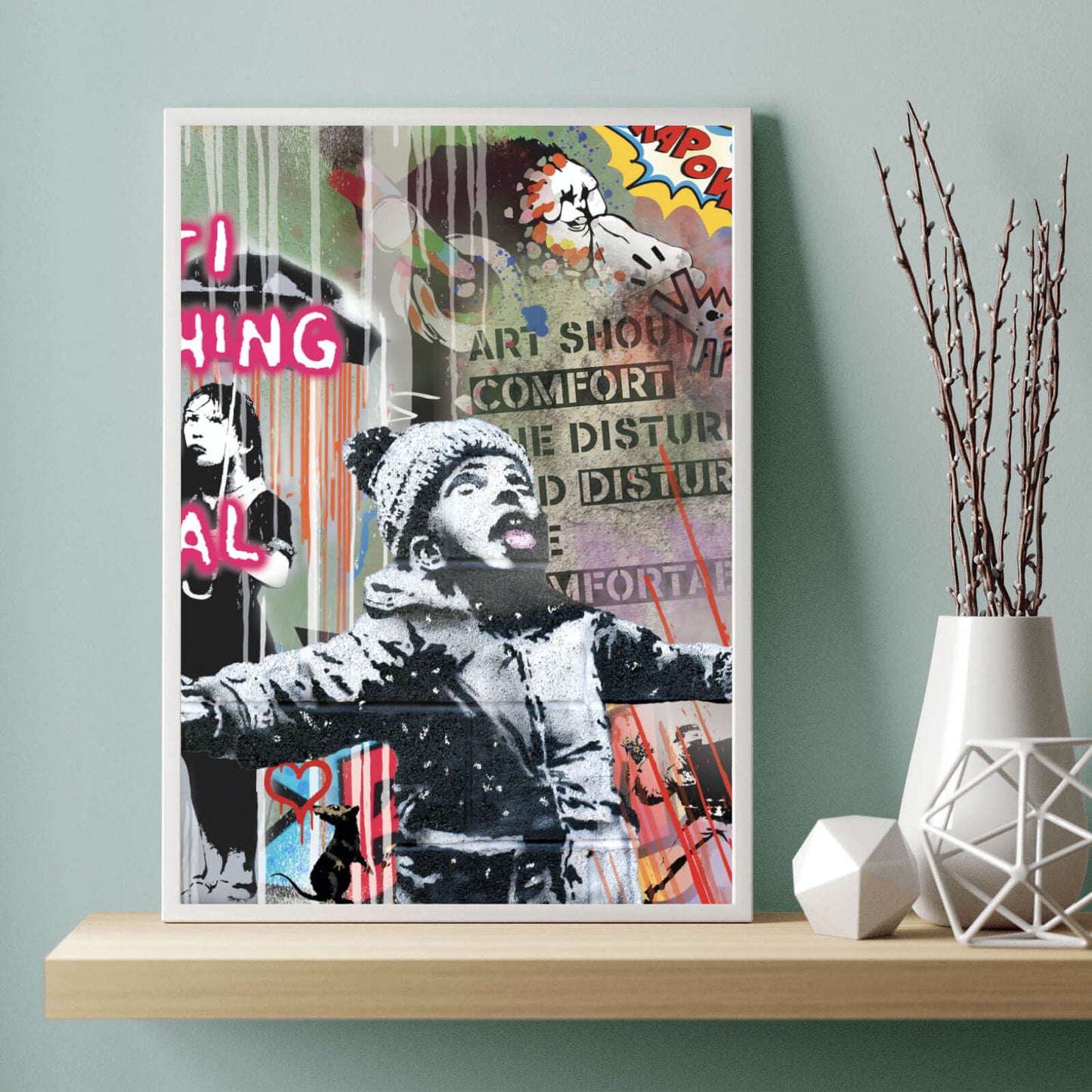 Poster Banksy Pink Graffiti Hochformat