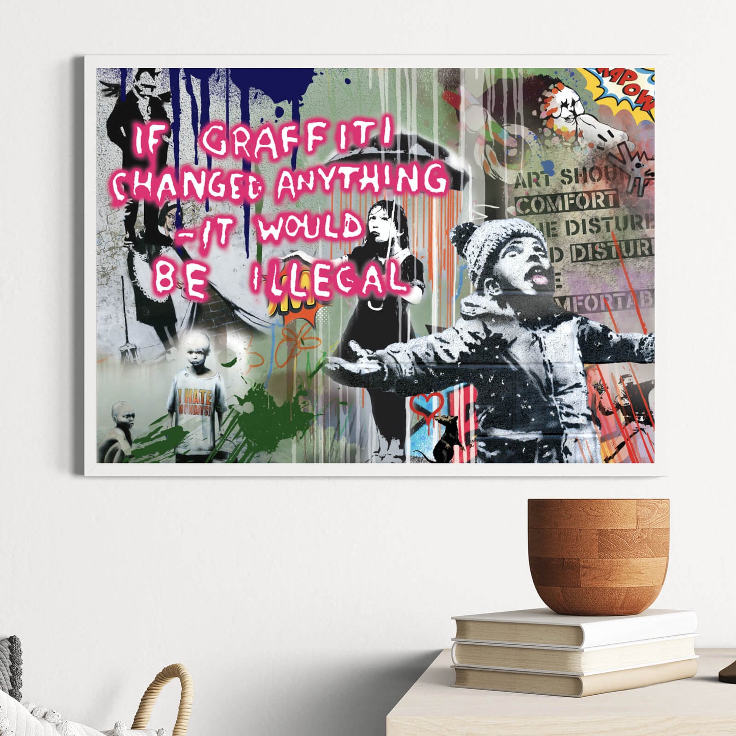 Poster Banksy Pink Graffiti Querformat