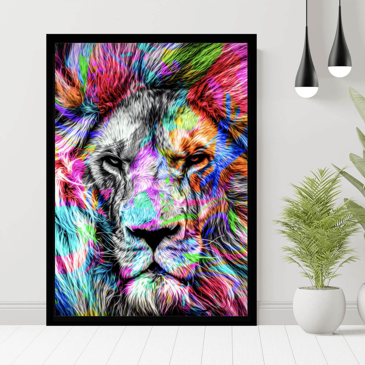 Poster Bunter Löwe Modern Art Hochformat
