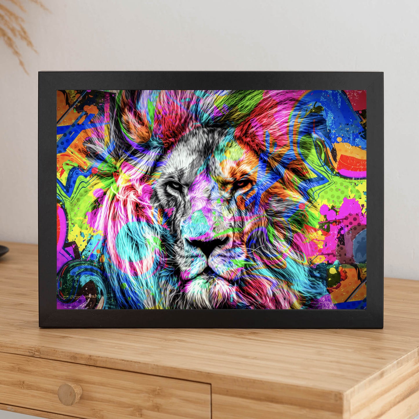 Poster Bunter Löwe Modern Art Querformat