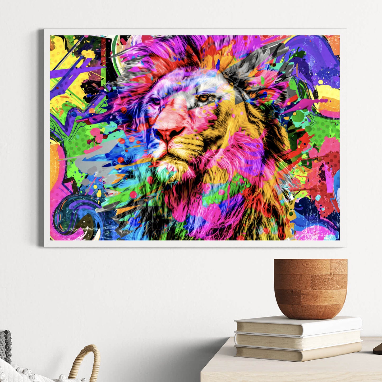 Poster Bunter Pop Art Löwe Querformat