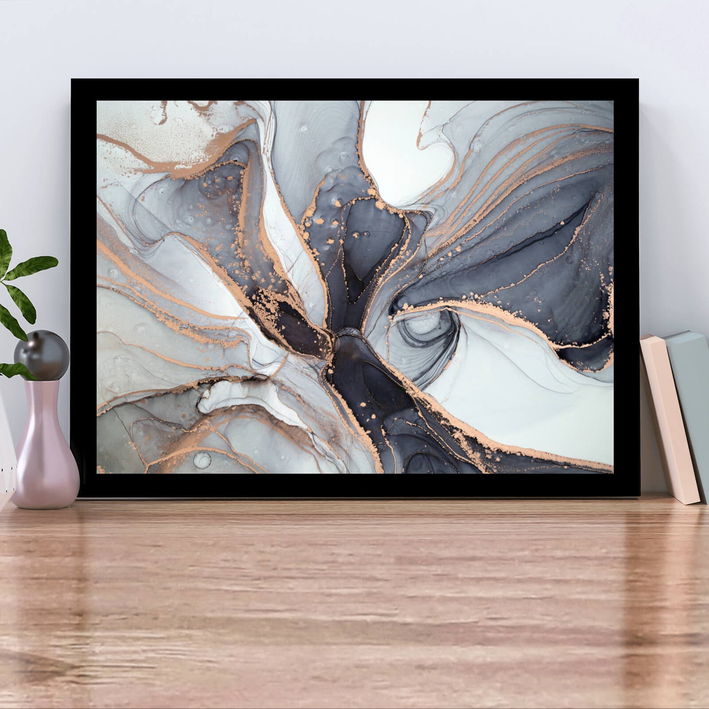 Poster Fluid Art Bronze Querformat