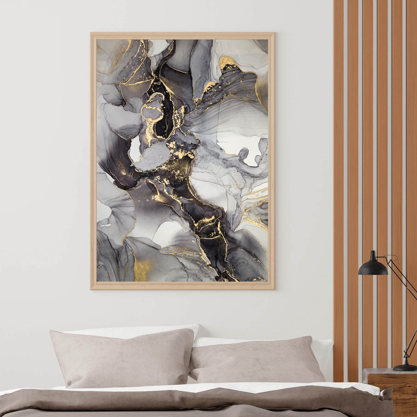 Poster Fluid Art Gold Hochformat