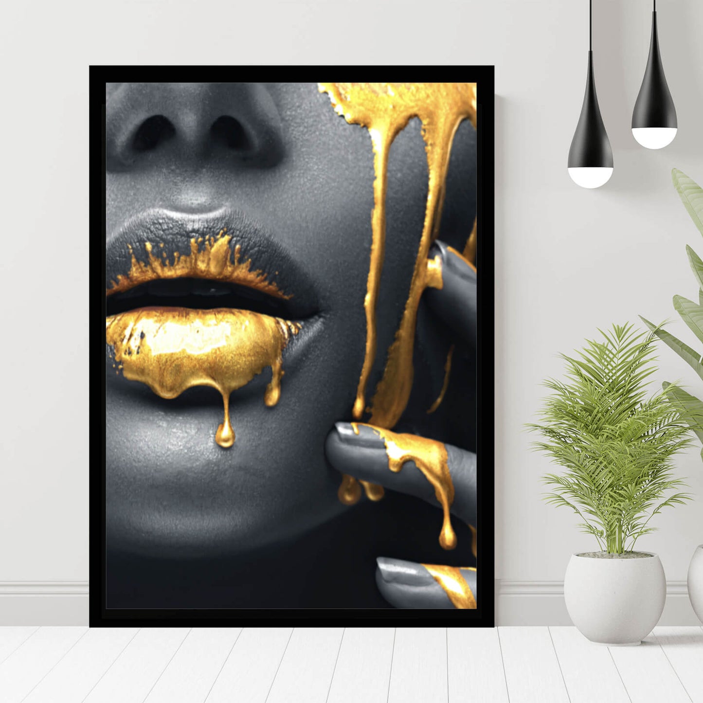 Poster Goldene Lippen Hochformat