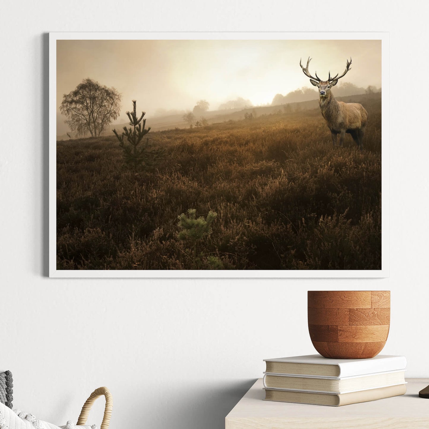 Poster Hirsch am Herbstmorgen Querformat