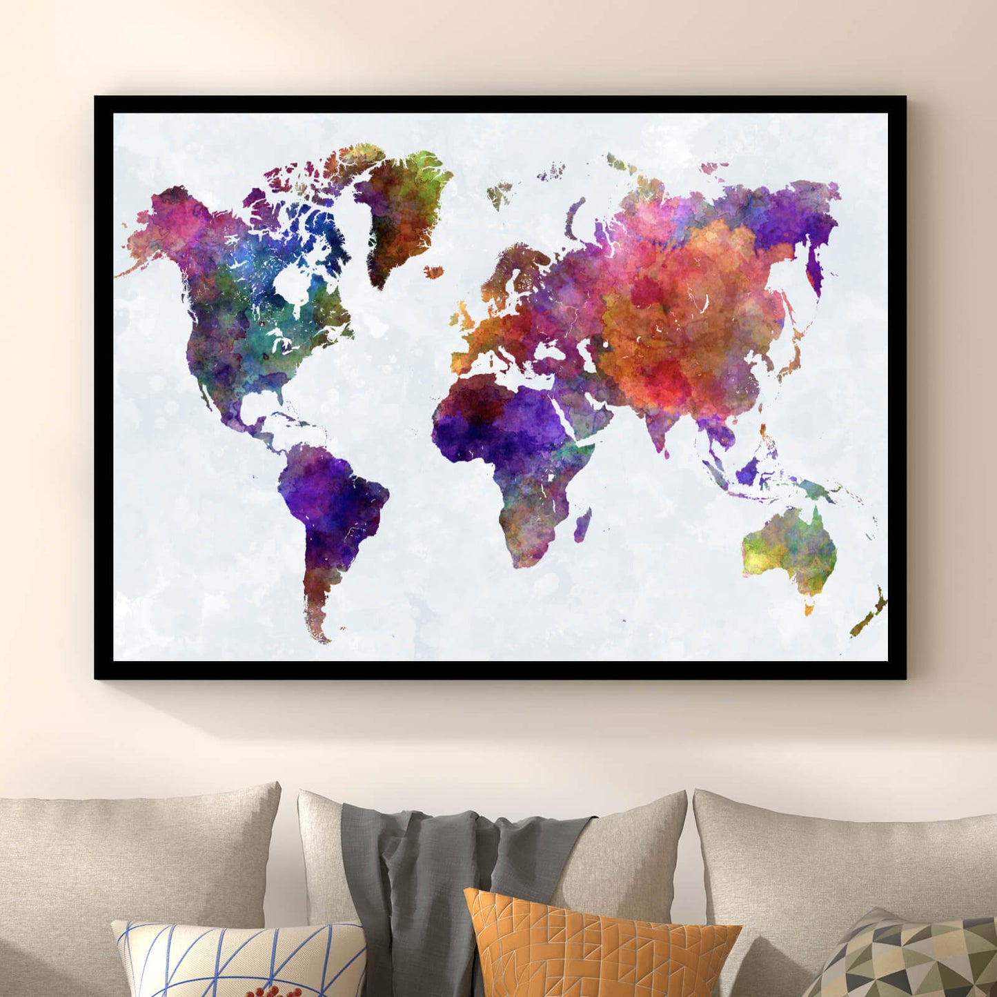 Poster Landkarte Aquarell Querformat