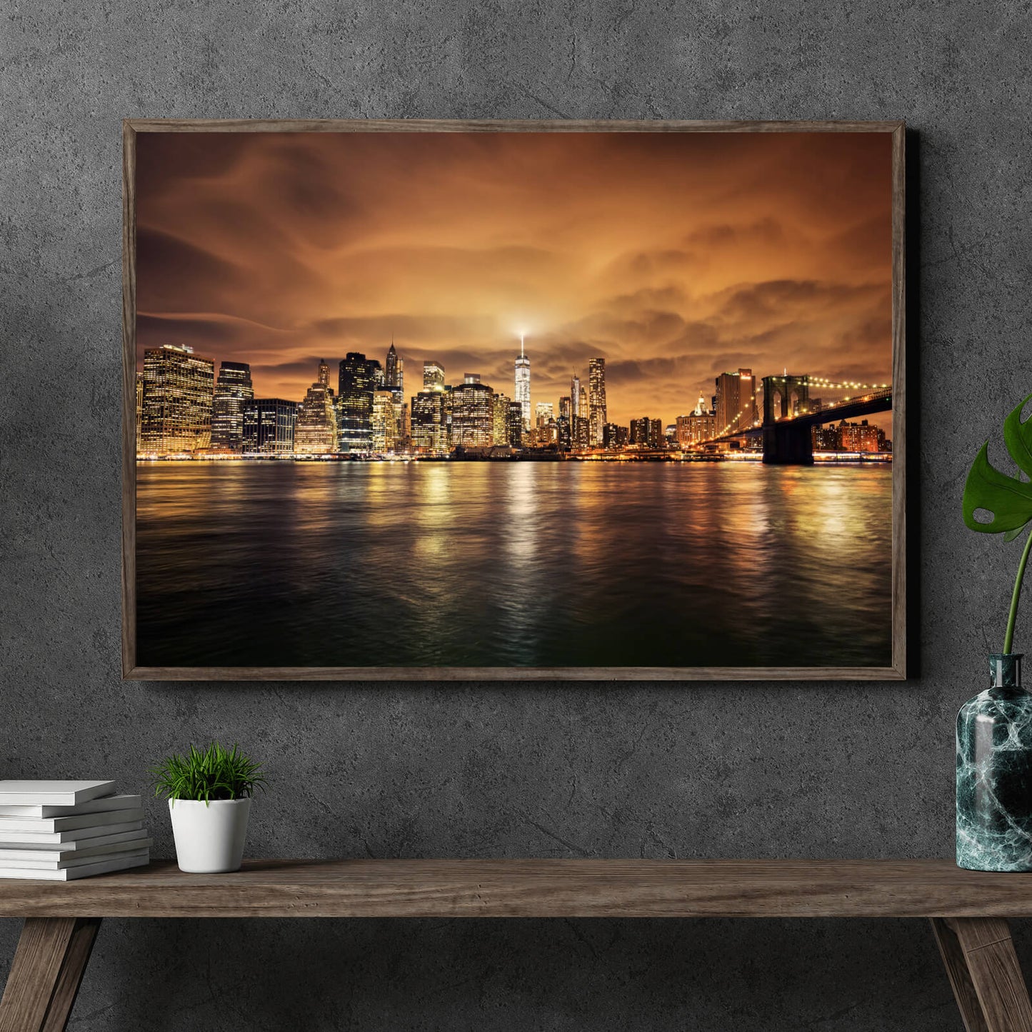 Poster Manhattan bei Sonnenuntergang Querformat