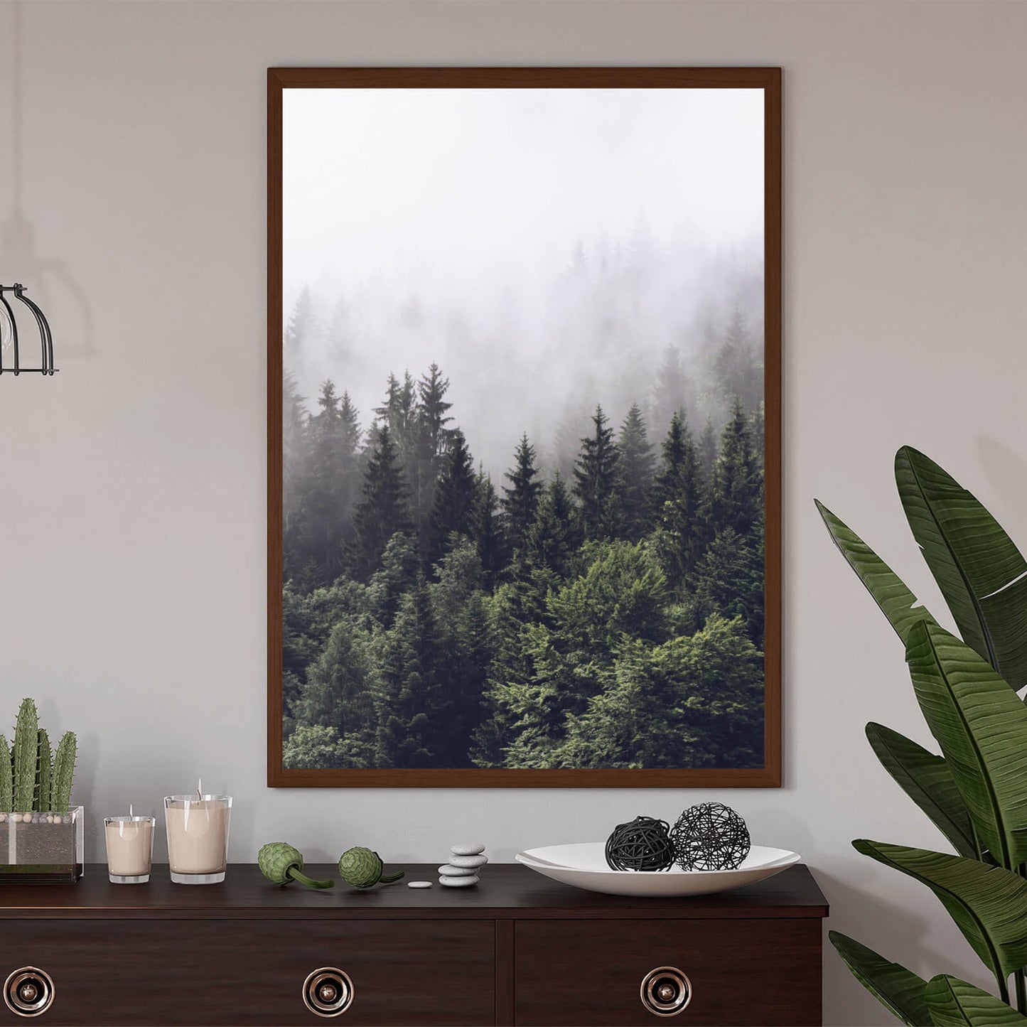 Poster Nebliger Wald Hochformat