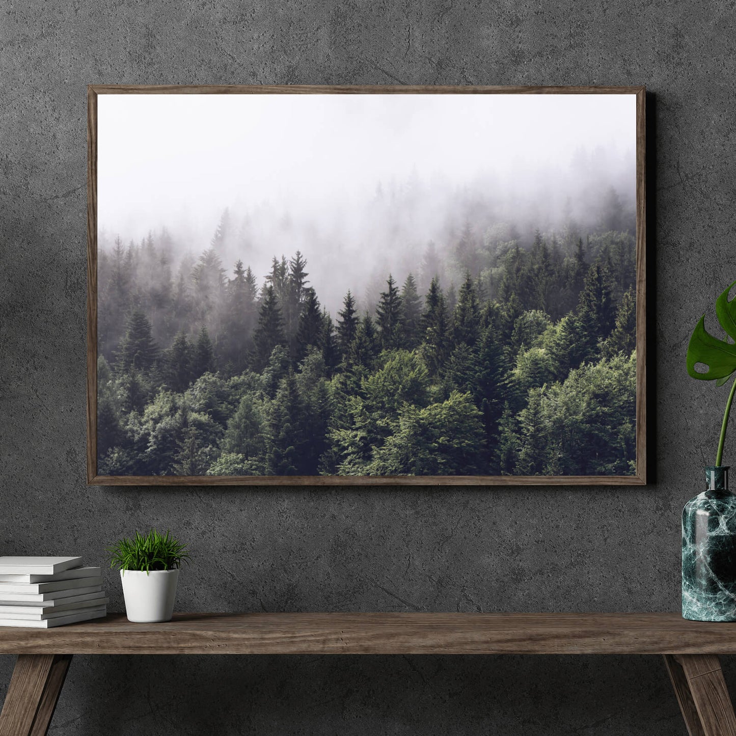 Poster Nebliger Wald Querformat