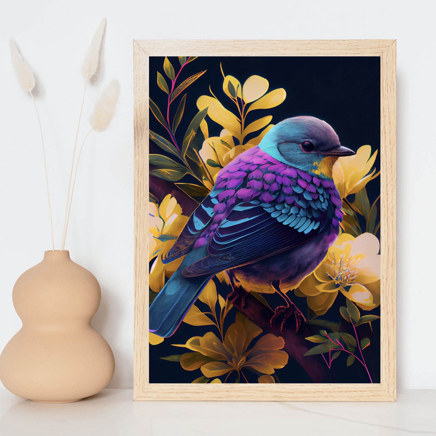 Poster Paradiesvogel Lila Hochformat