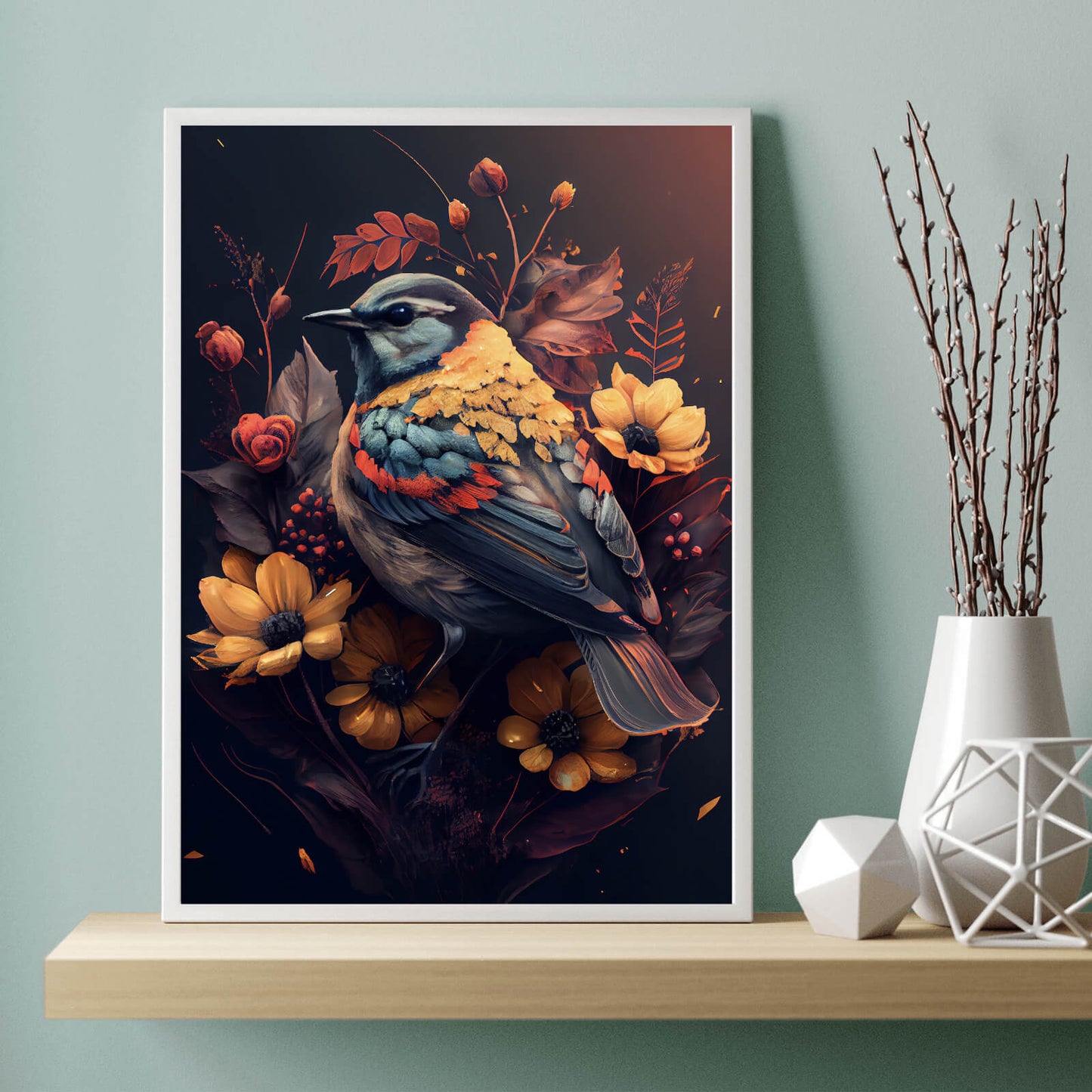 Poster Paradiesvogel Rot Hochformat