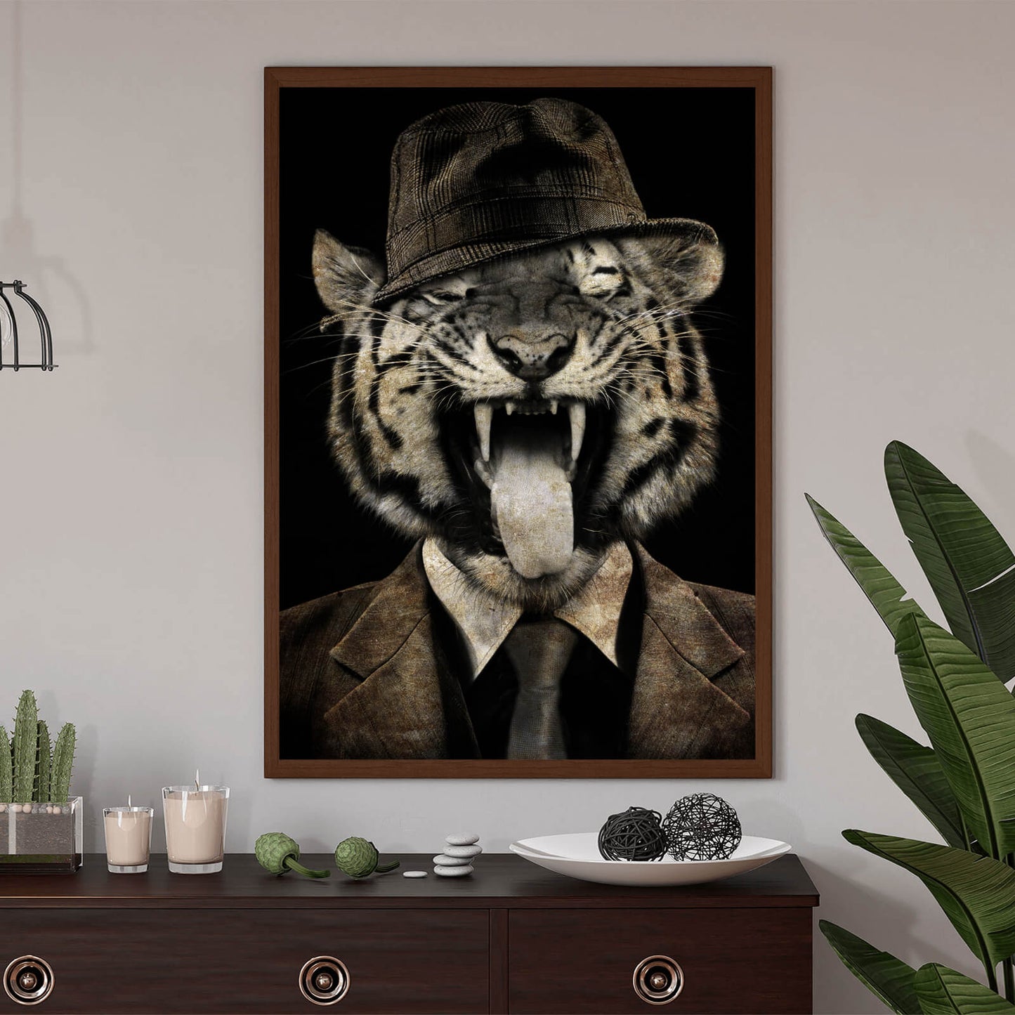 Poster Tiger im Anzug Hochformat