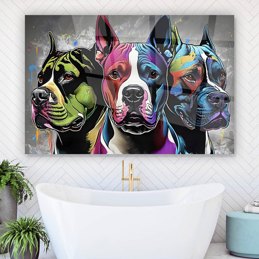 Acrylglasbild Abstraktes Portrait von drei Hunden Querformat