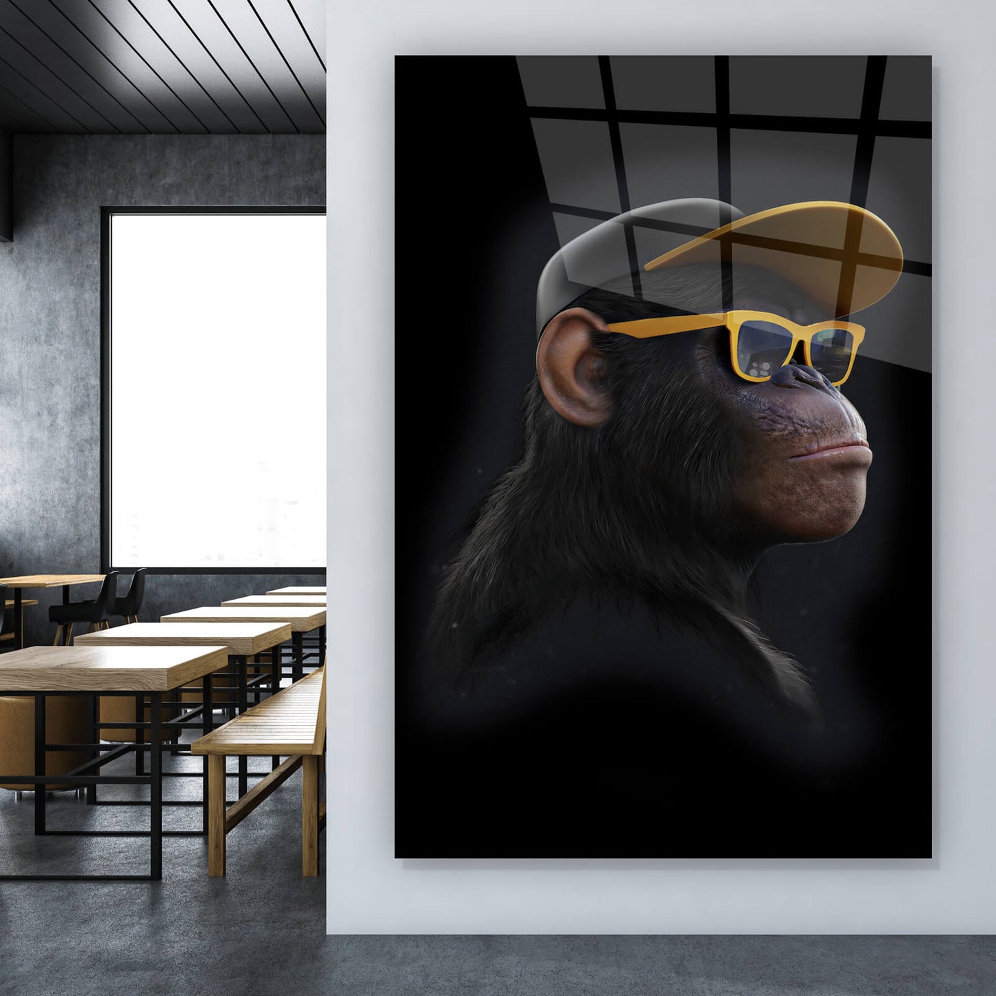 Acrylglasbild Affe mit Sonnenbrille Modern Art Hochformat