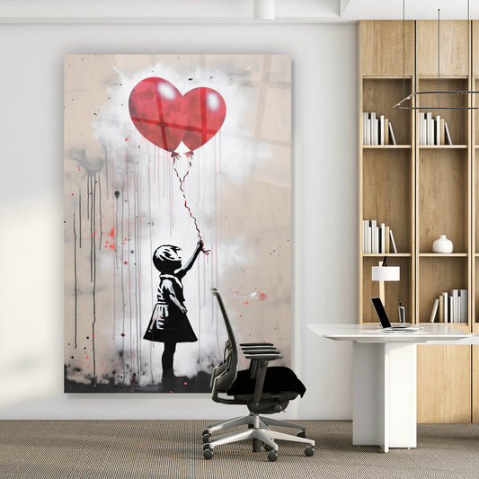 Acrylglasbild Banksy Mädchen mit Luftballon Hochformat