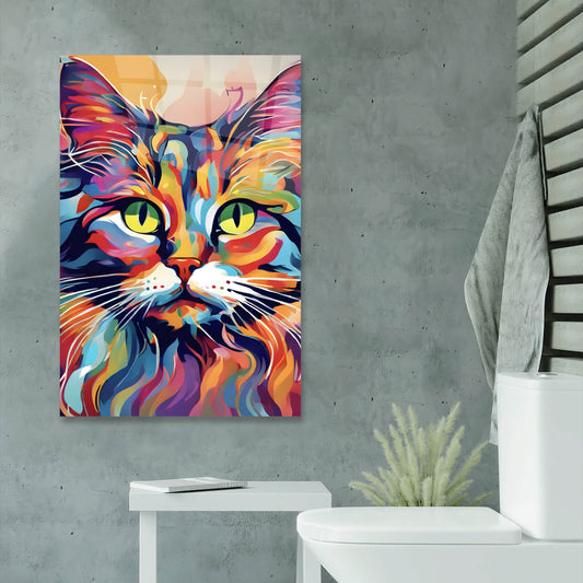 Acrylglasbild bunte Katze Pop Art Hochformat