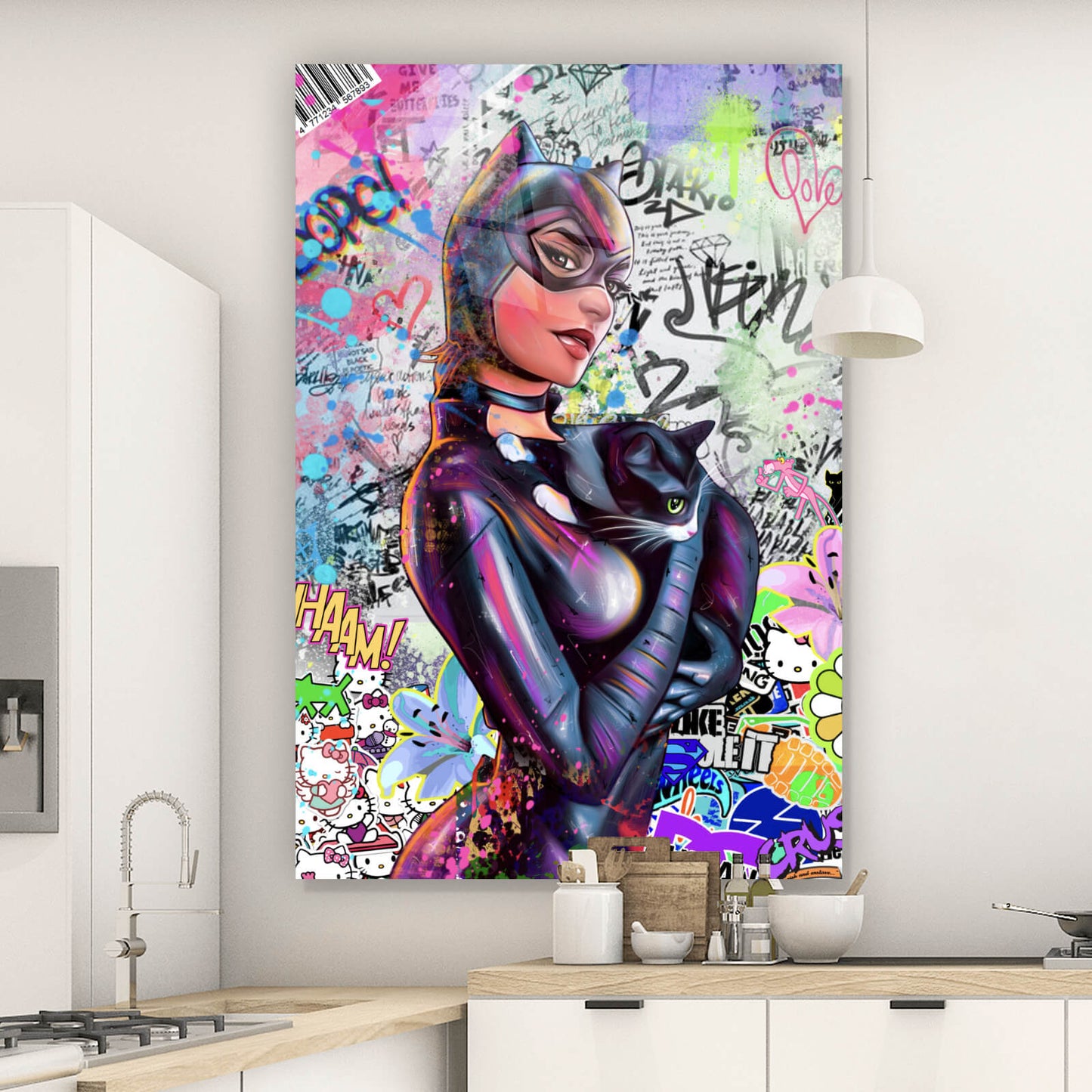 Acrylglasbild Catwoman Comic Pop Art Hochformat