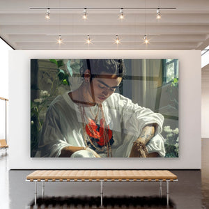 Acrylglasbild Coole Kahlo mit Sneaker Querformat