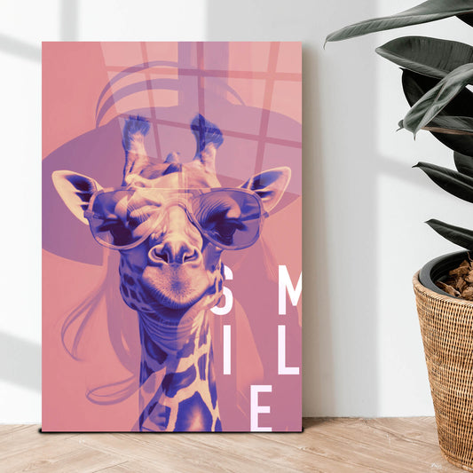 Acrylglasbild Cooles Giraffen Portrait Digital Art Hochformat