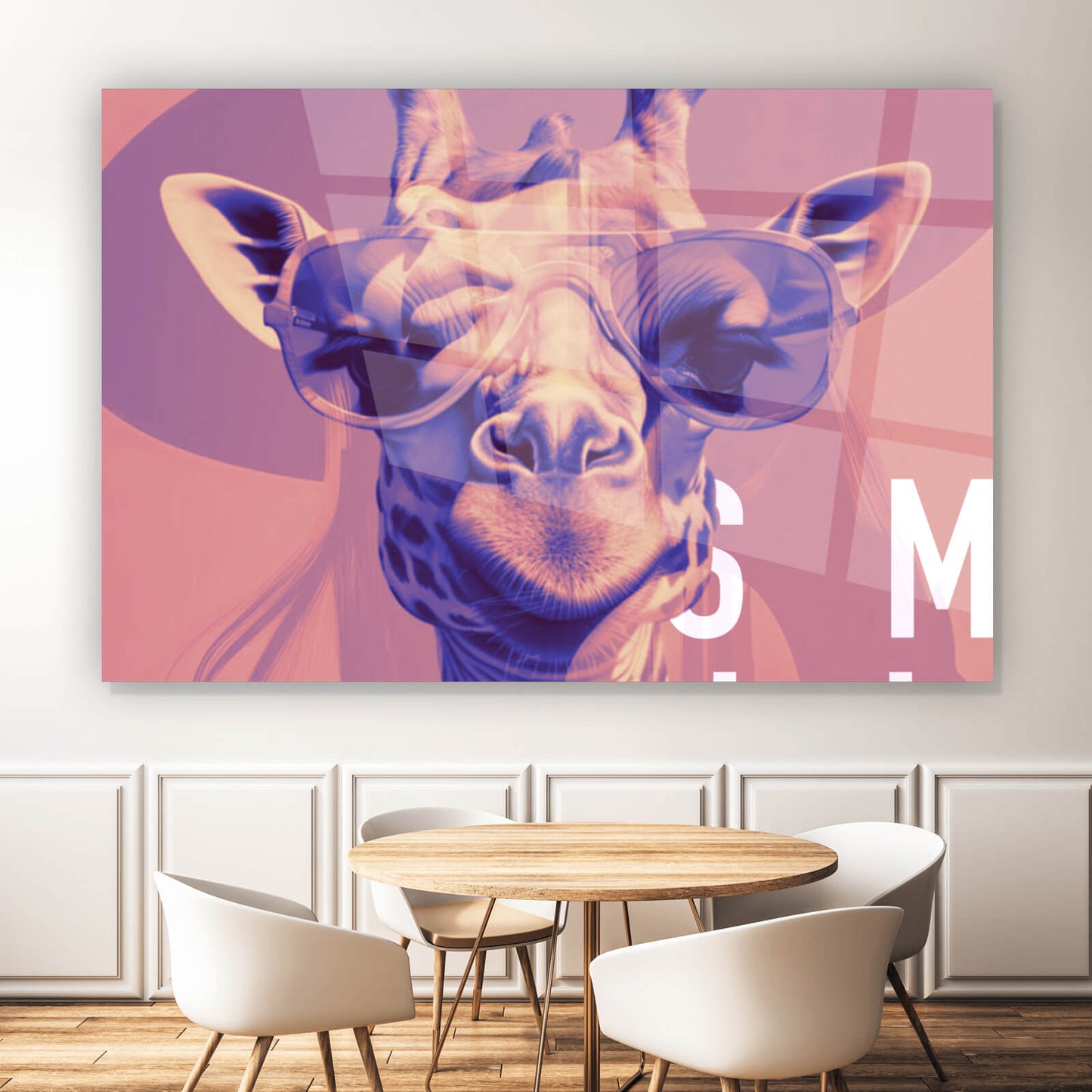 Acrylglasbild Cooles Giraffen Portrait Digital Art Querformat