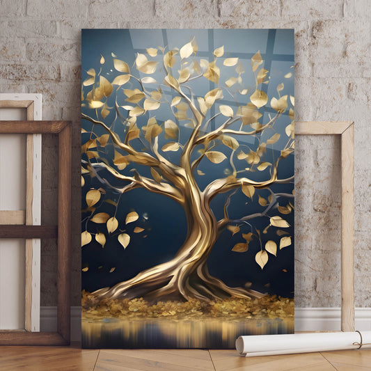 Acrylglasbild Edler Baum aus Gold Hochformat