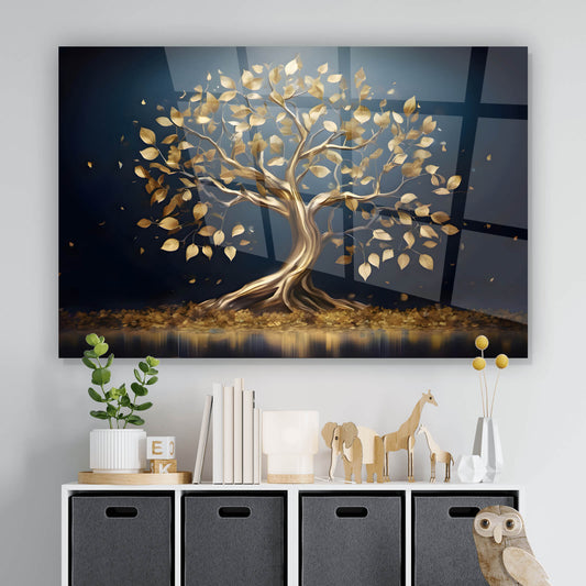 Acrylglasbild Edler Baum aus Gold Querformat