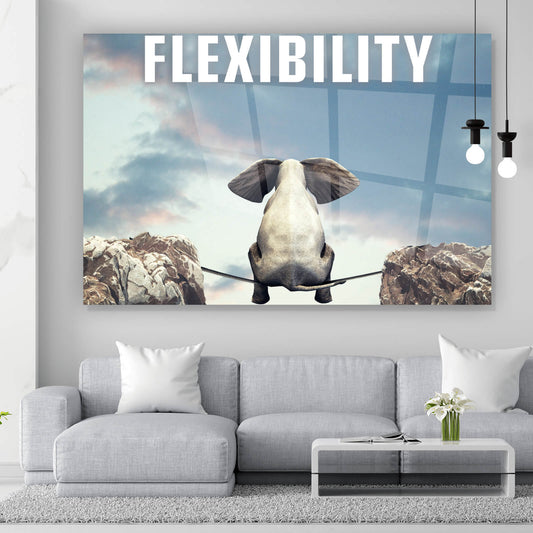 Acrylglasbild Elefant Flexibility Querformat
