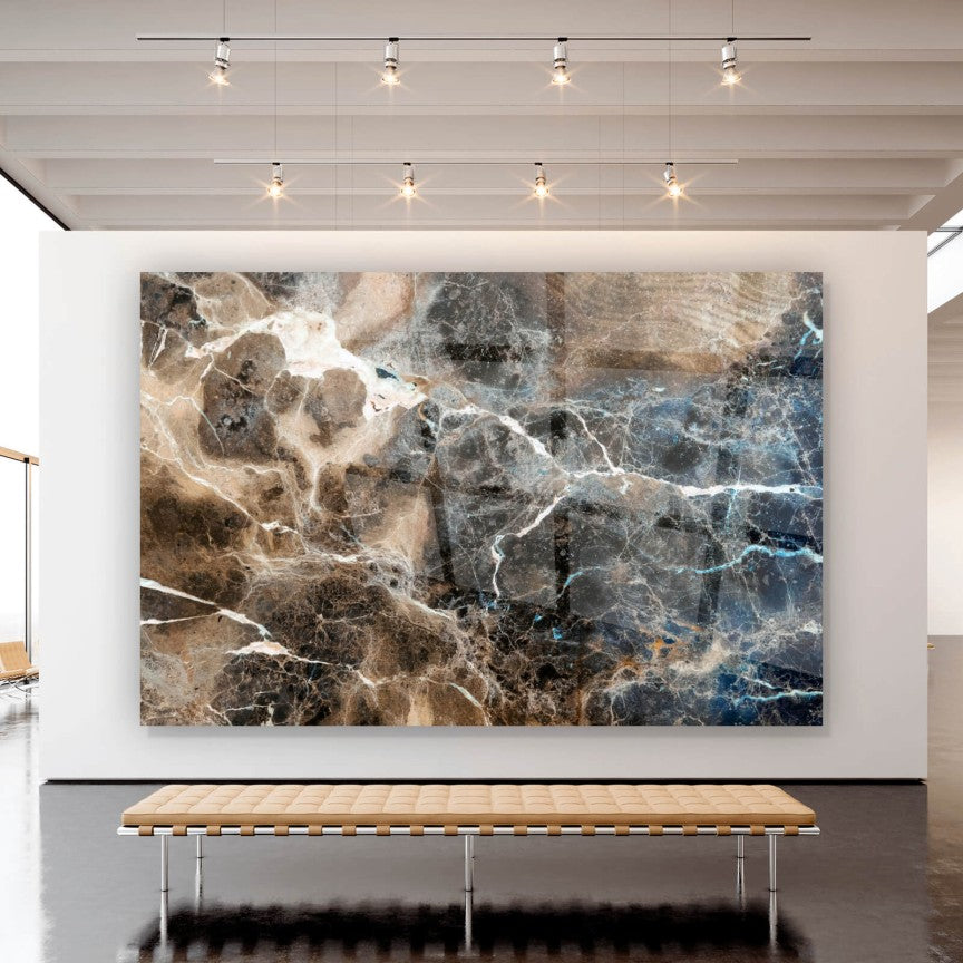 Acrylglasbild Fluid Art Brauner Marmor Querformat