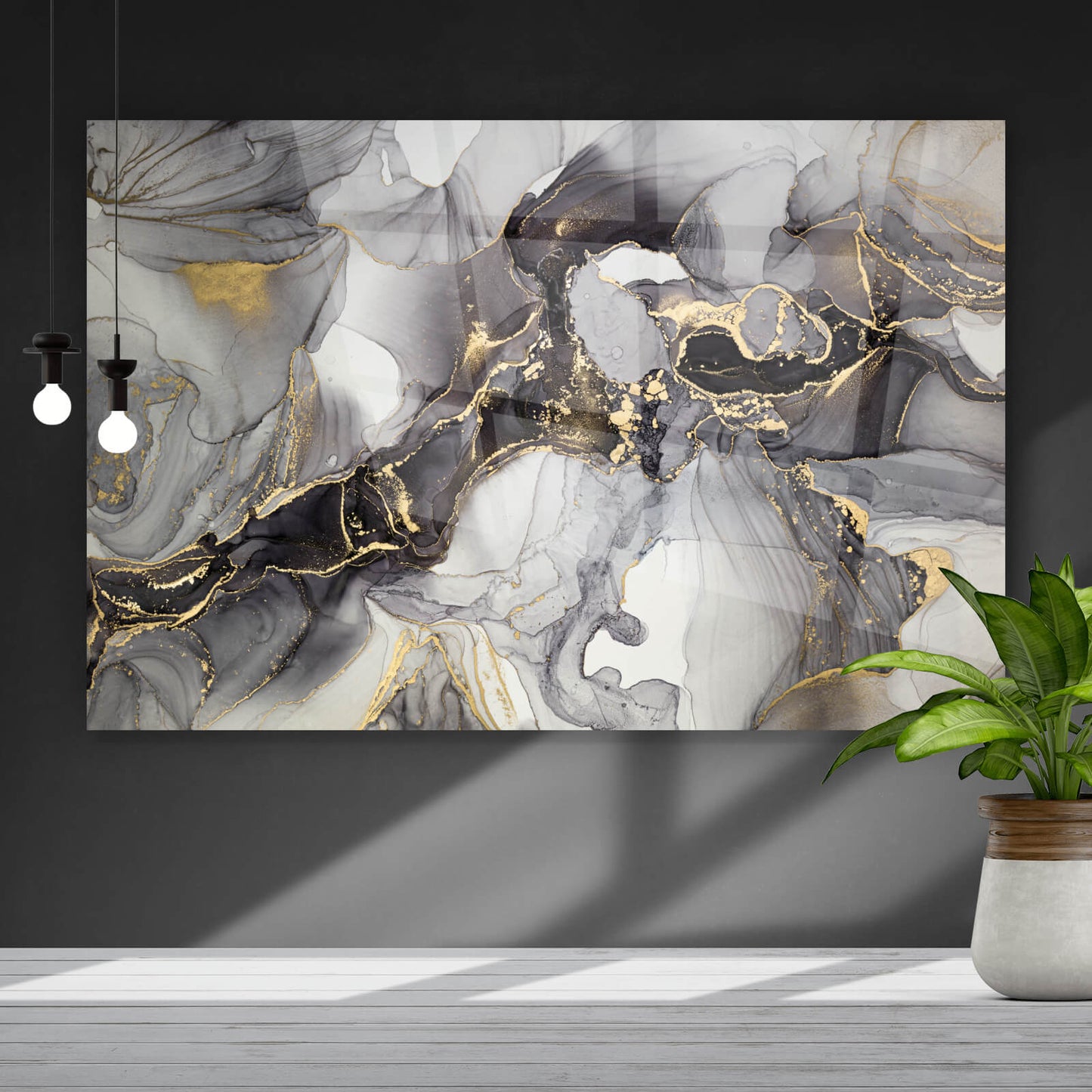 – Gold Art Picoria Acrylglasbild Querformat Fluid