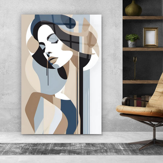 Acrylglasbild Grafik Frauenportrait Hochformat