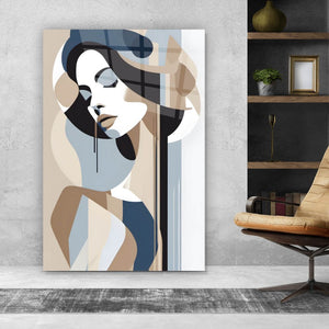 Acrylglasbild Grafik Frauenportrait Hochformat