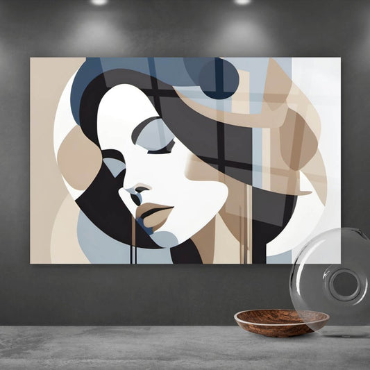 Acrylglasbild Grafik Frauenportrait Querformat