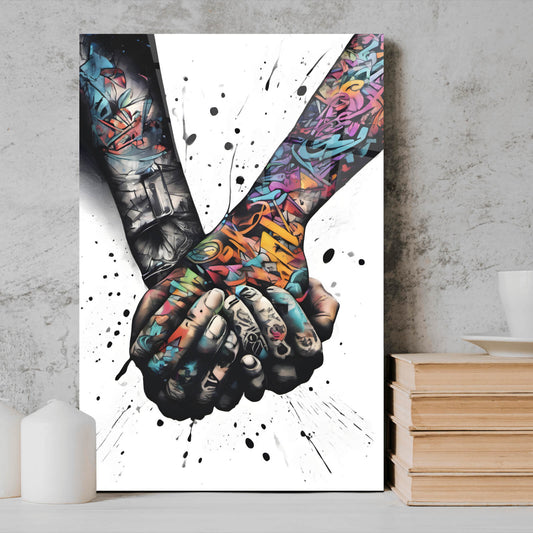 Acrylglasbild haltende Hände Pop Art Hochformat