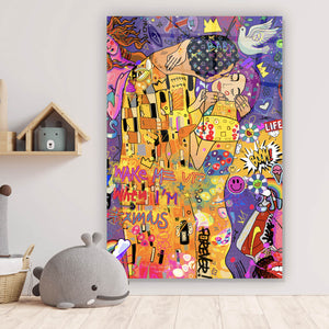 Acrylglasbild Klimt Kuss Pop Art Hochformat
