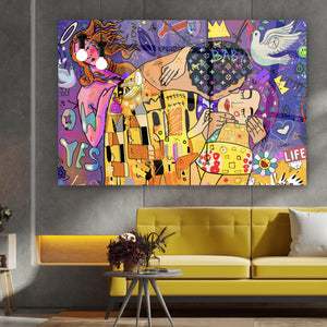 Acrylglasbild Klimt Kuss Pop Art Querformat
