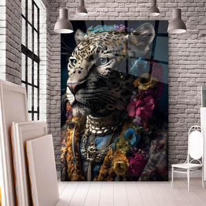Acrylglasbild Leopardenkopf Digital Art Hochformat