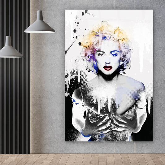 Acrylglasbild Madonna Portrait Pixel Hochformat