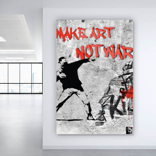 Acrylglasbild Make Art not War Street Art Hochformat